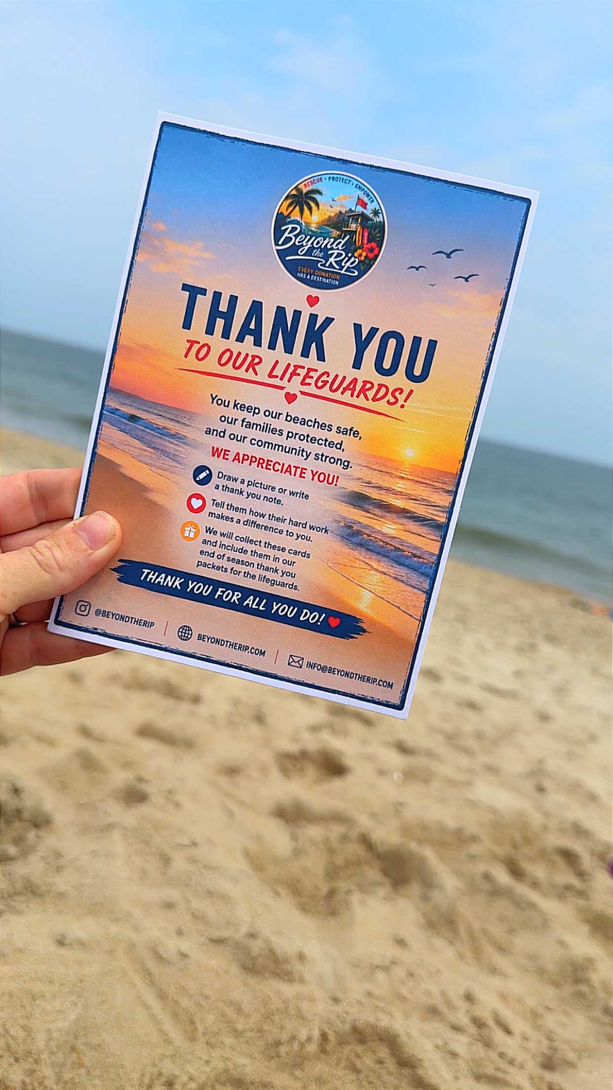 Beyond the Rip lifeguard thank you card