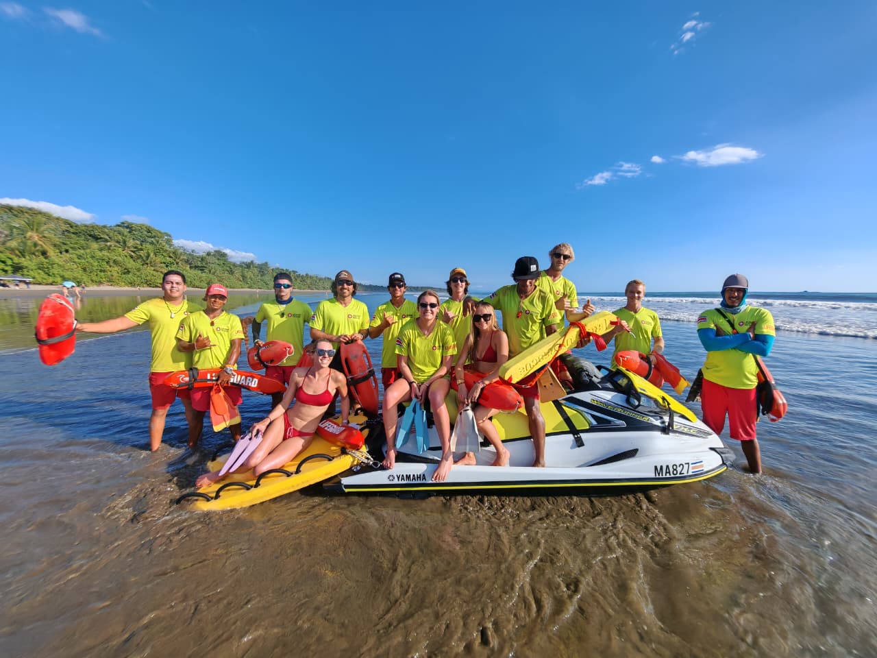 Costa Rica lifeguards together on the beach